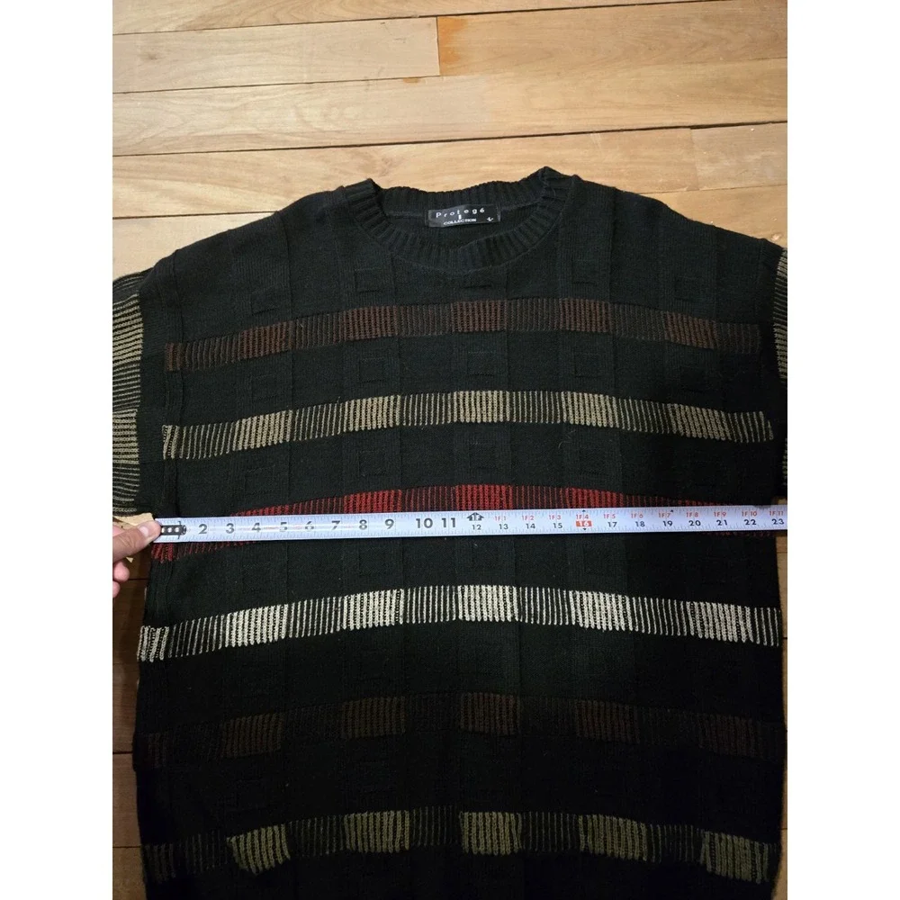 Vintage 90s Protégé Collection Striped Knit Sweater L Black Multicolor Retro - Picture 3 of 9